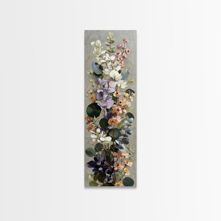 Soft Eucalyptus Branches Arranged Symmetrically Canvas Print, Above Bed Art, Bedroom Wall Art, Bedroom Decor, Oil Painting, ABA-1x3-18