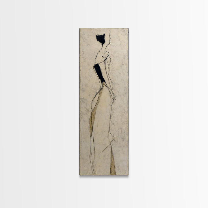 Minimal Two Figure Line Drawing Framed Canvas Print, Above Bed Art, Luxury Decor, Bedroom Decor, Serenity, Mid Century Modern, ABA-1x3-20