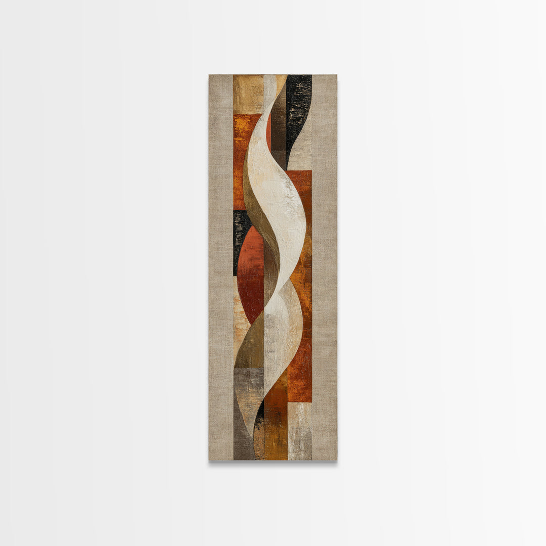 Warm Taupe Abstract Waves Framed Canvas Print, Above Bed Art, Minimalist Decor, Bedroom Decor, Abstract Art, Serenity, ABA-1x3-3