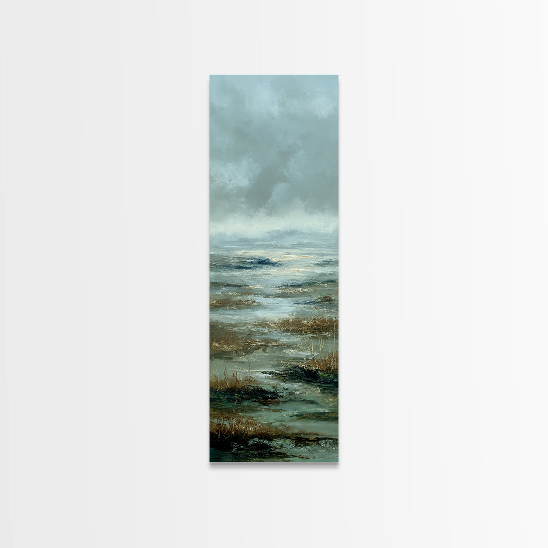 Tranquil Cloudscape with Blush Undertones Canvas Print, Above Bed Art, Horizontal Wall Art, Bedroom Decor, Fine Art, Serenity, ABA-1x3-41