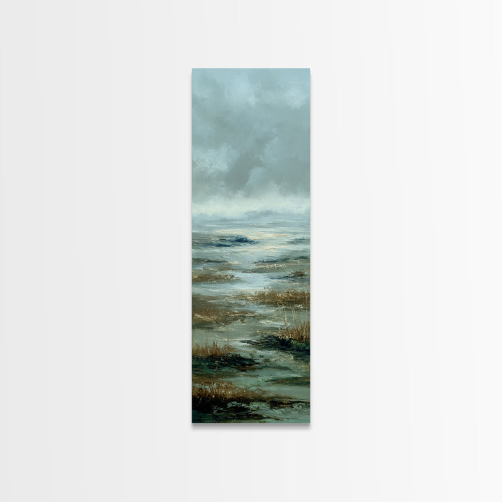 Tranquil Cloudscape with Blush Undertones Canvas Print, Above Bed Art, Horizontal Wall Art, Bedroom Decor, Fine Art, Serenity, ABA-1x3-41