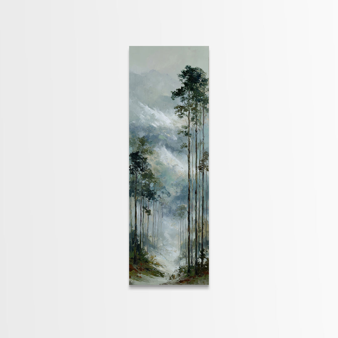 Quiet Forest Ridge Softened by Fog Framed Canvas Print, Above Bed Art, Bedroom Wall Decor, Bedroom Decor, Fine Art, Serenity, ABA-1x3-50