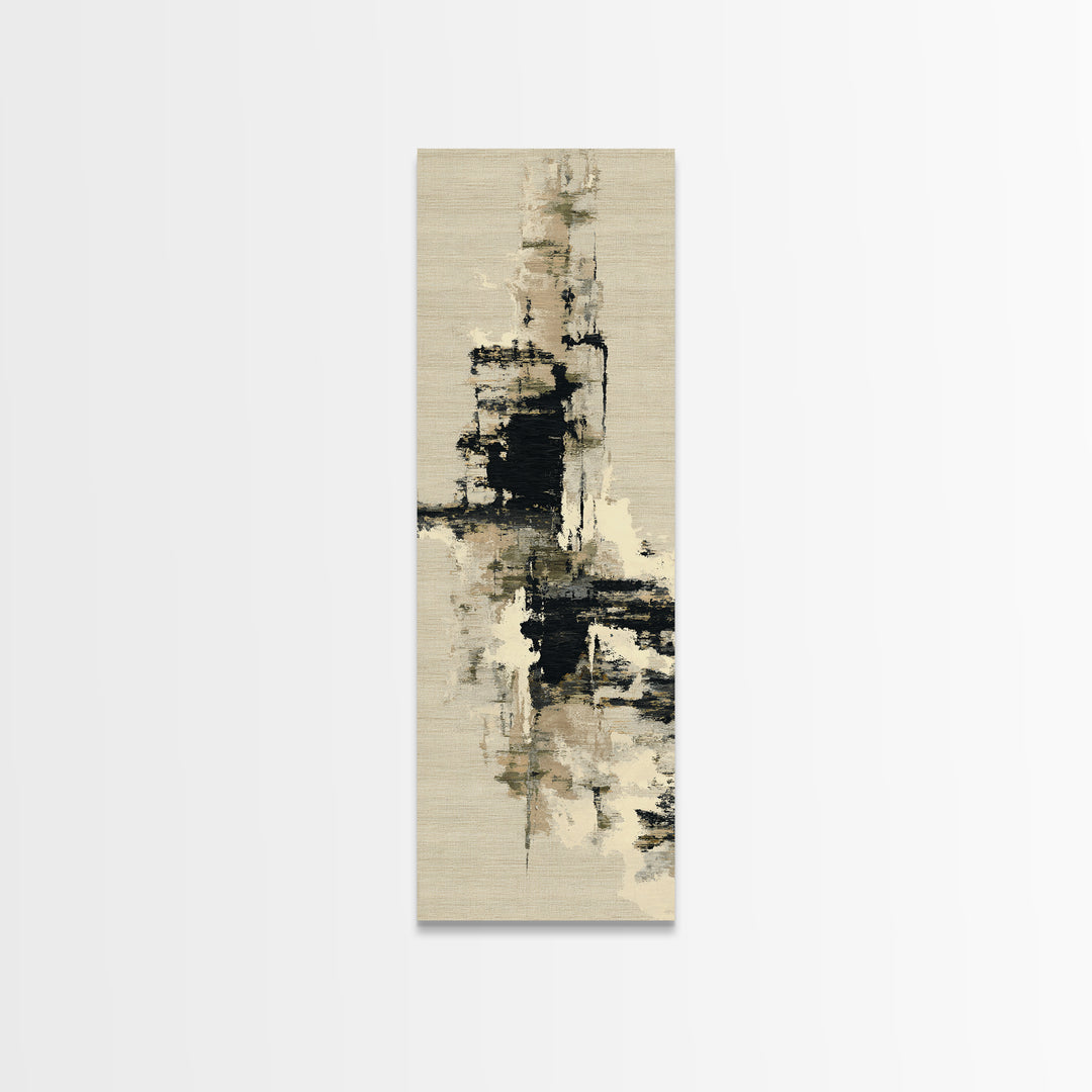 Japandi Ink Shapes Framed Canvas Print, Above Bed Art, Western Decor, Bedroom Decor, Abstract Art, Serenity, ABA-1x3-54