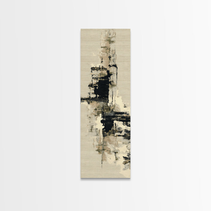 Japandi Ink Shapes Framed Canvas Print, Above Bed Art, Western Decor, Bedroom Decor, Abstract Art, Serenity, ABA-1x3-54