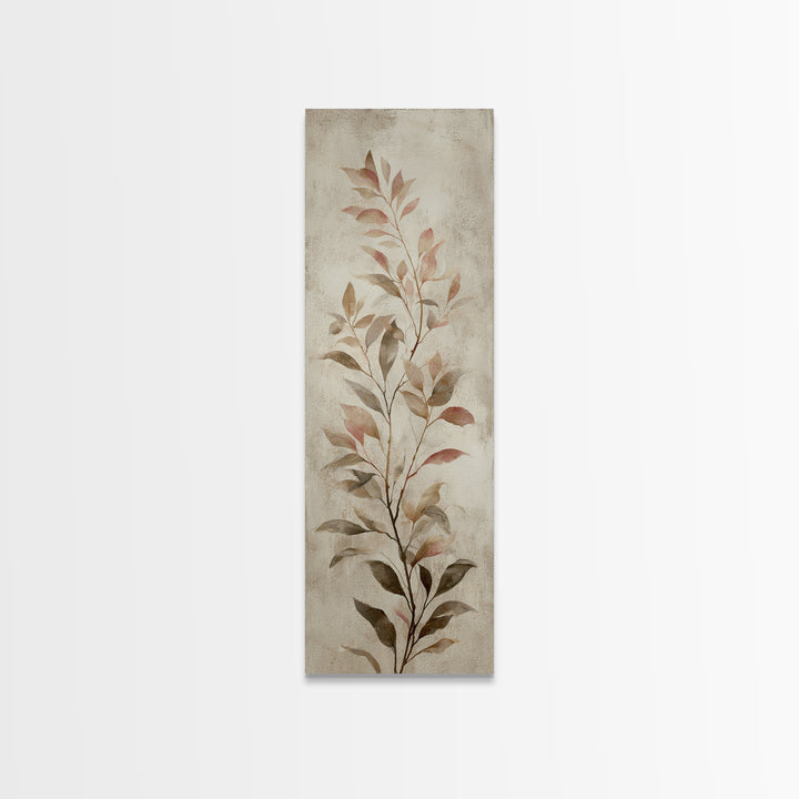 Tonal Botanical Shadows on Plaster Surface Canvas Print, Above Bed Art, Textured Wall Art, Bedroom Decor, Oil Painting, ABA-1x3-59
