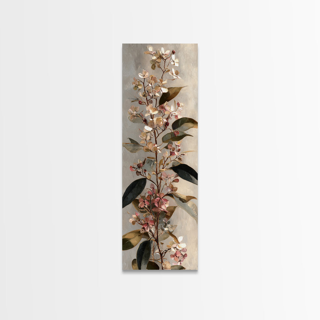 Soft Eucalyptus Branches Arranged Symmetrically Canvas Print, Above Bed Art, Neutral Decor, Bedroom Decor, Serenity, ABA-1x3-66