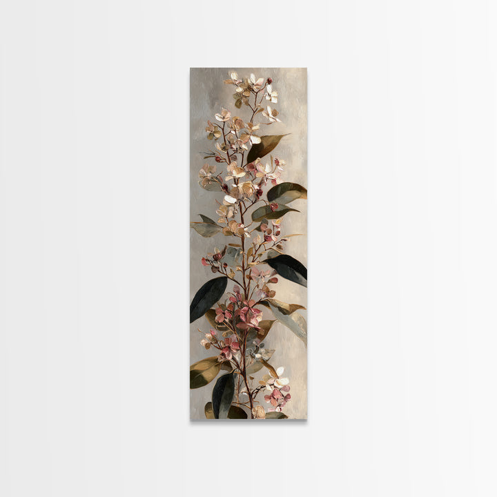 Soft Eucalyptus Branches Arranged Symmetrically Canvas Print, Above Bed Art, Neutral Decor, Bedroom Decor, Serenity, ABA-1x3-66