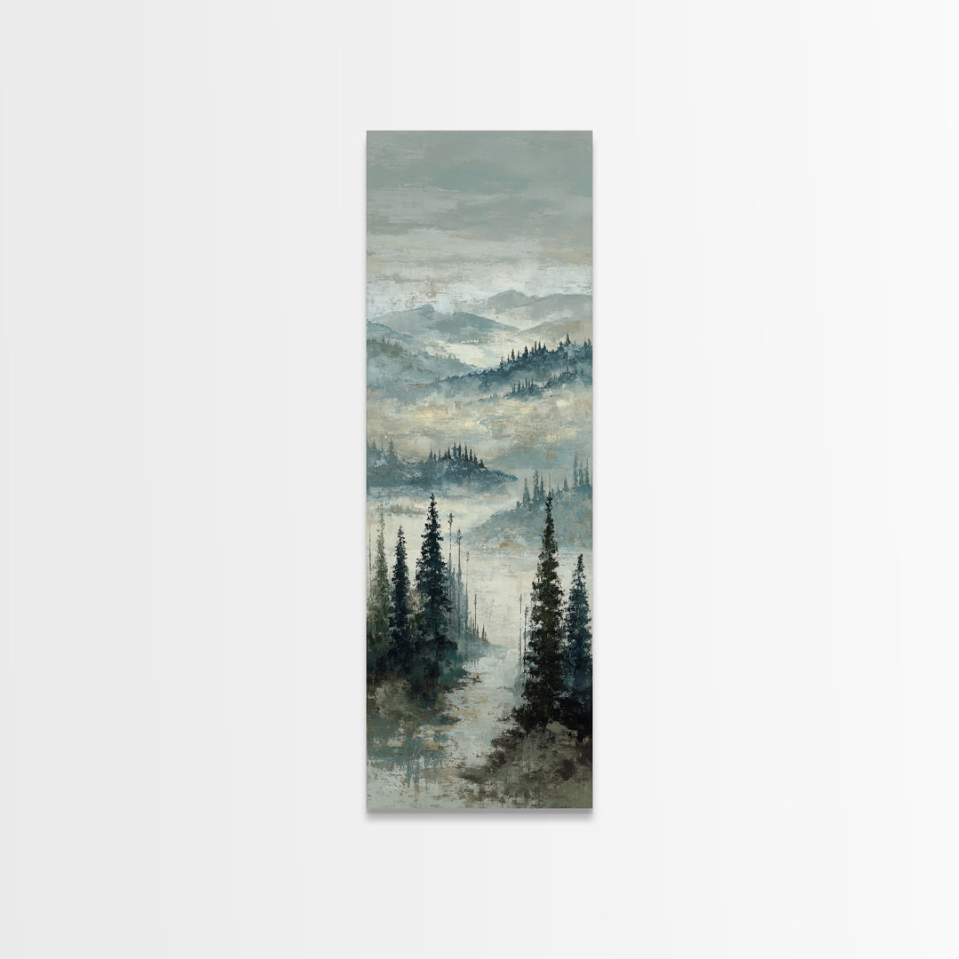 Soft Alpine Horizon Framed Canvas Print, Above Bed Art, Original Art, Bedroom Decor, Oil Painting, Serenity, ABA-1x3-84