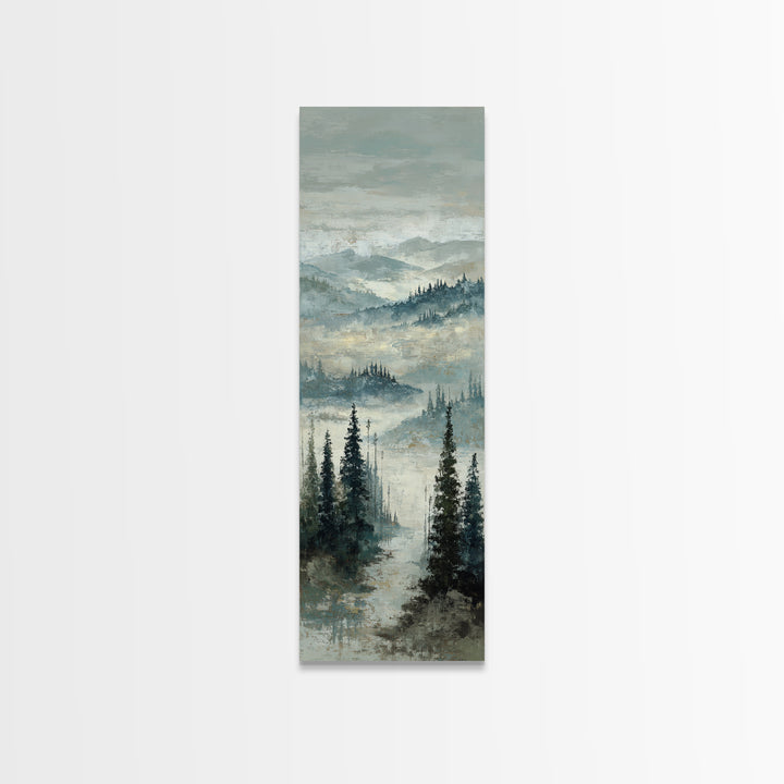 Soft Alpine Horizon Framed Canvas Print, Above Bed Art, Original Art, Bedroom Decor, Oil Painting, Serenity, ABA-1x3-84