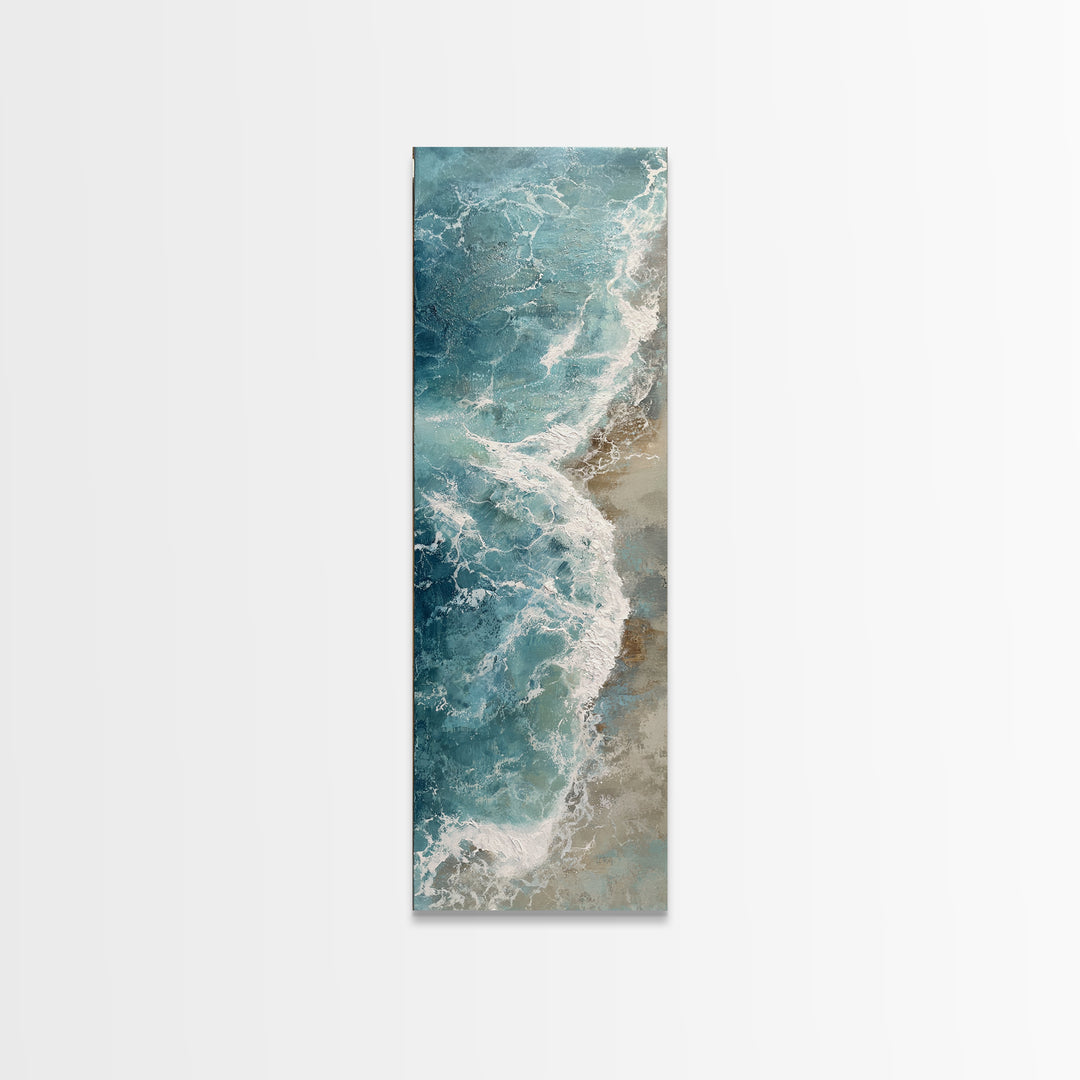 Serene Ocean Tide Seen from Above Canvas Print, Above Bed Art, Gallery Decor, Bedroom Decor, Fine Art, Serenity, Wall Art, ABA-1x3-9