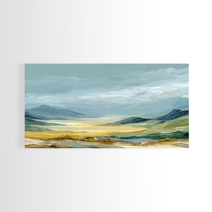 Soft Romantic Landscape Framed Canvas Print, Above Bed Art, Minimalist Decor, Bedroom Decor, Serenity, Textured Wall Art, ABA-2x1-13