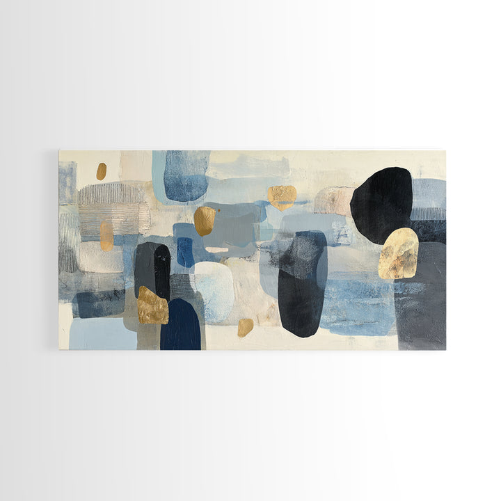 Japandi Ink Shapes Framed Canvas Print, Above Bed Art, Modern Decor, Bedroom Decor, Abstract Art, Serenity, Digital Prints, ABA-2x1-14