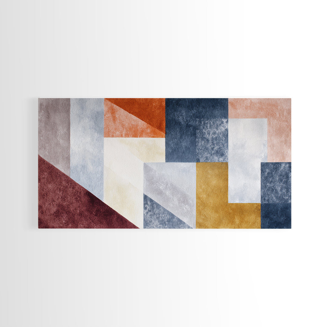 Abstract Sunrise Geometry Framed Canvas Print, Above Bed Art, Modern Decor, Bedroom Decor, Abstract Art, Serenity, ABA-2x1-16