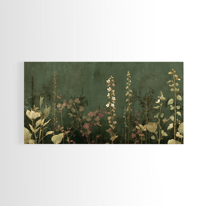 Tonal Botanical Shadows on Plaster Surface Canvas Print, Above Bed Art, Photography Prints, Bedroom Decor, Serenity, ABA-2x1-19