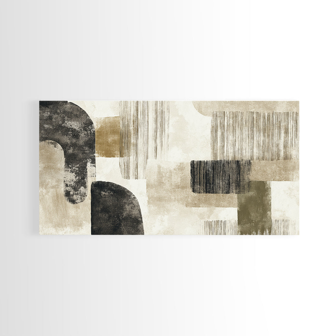 Japandi Ink Shapes Framed Canvas Print, Above Bed Art, Modern Decor, Bedroom Decor, Abstract Art, Serenity, Digital Prints, ABA-2x1-38