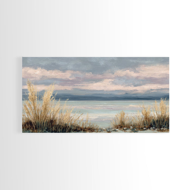 Tranquil Cloudscape with Blush Undertones Canvas Print, Above Bed Art, Dorm Decor, Bedroom Decor, Fine Art, Serenity, ABA-2x1-49