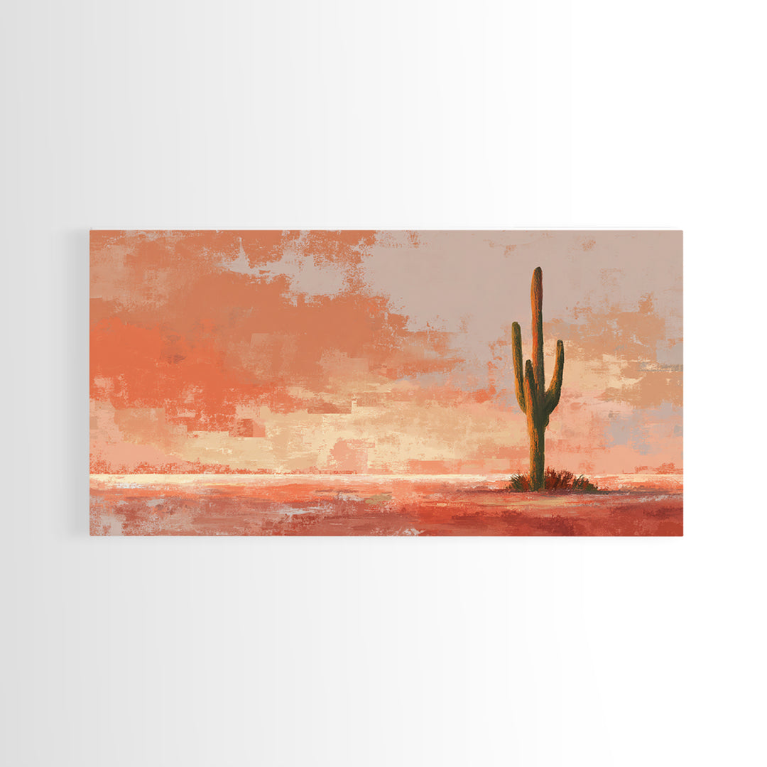 Dreamy Desert Sunset Framed Canvas Print, Above Bed Art, Bedroom Decor, Watercolor Art, Serenity, Living Room Wall Art, ABA-2x1-51