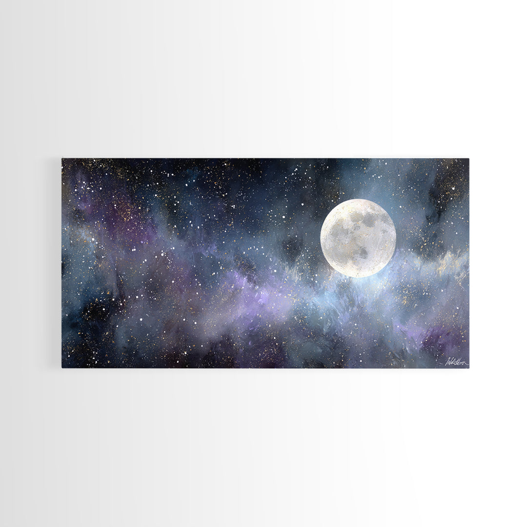 Subtle Celestial Scene Canvas Print, Above Bed Art, Digital Art, Bedroom Decor, Fine Art, Serenity, Living Room Decor, ABA-2x1-57