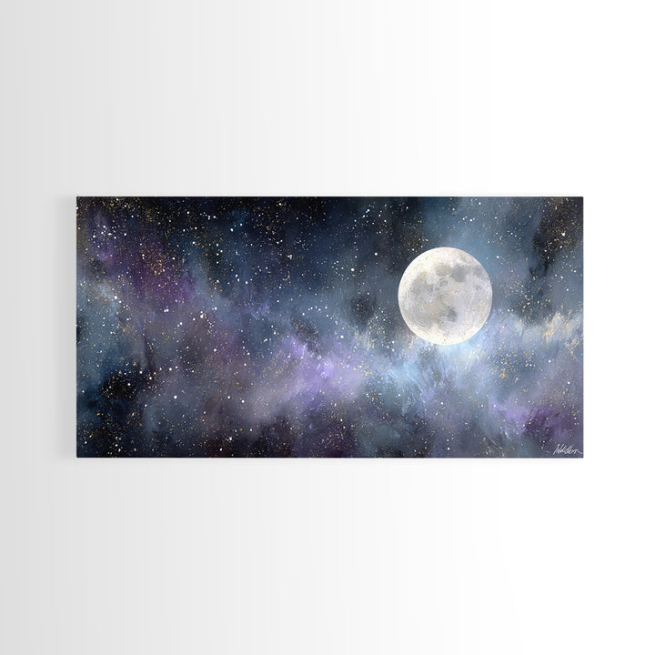 Subtle Celestial Scene Canvas Print, Above Bed Art, Digital Art, Bedroom Decor, Fine Art, Serenity, Living Room Decor, ABA-2x1-57