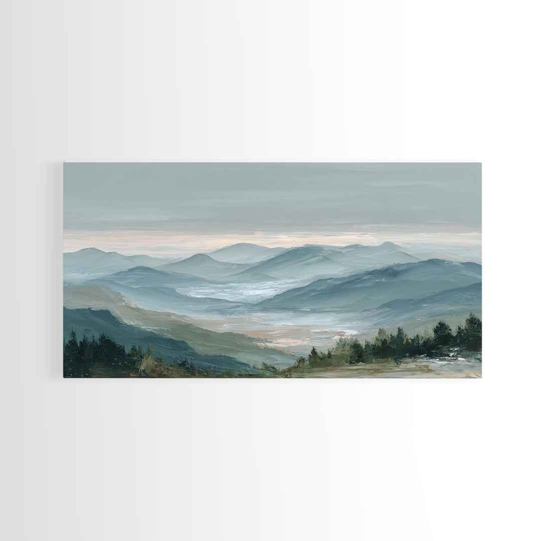 Soft Alpine Horizon Canvas Print, Above Bed Art, Large Wall Art, Bedroom Decor, Fine Art, Serenity, Japanese Wall Art, ABA-2x1-68