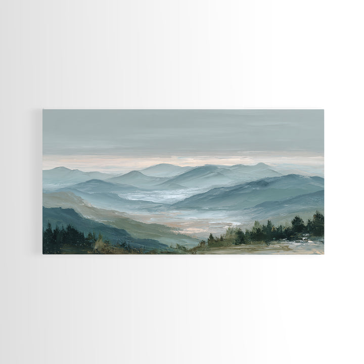 Soft Alpine Horizon Canvas Print, Above Bed Art, Large Wall Art, Bedroom Decor, Fine Art, Serenity, Japanese Wall Art, ABA-2x1-68