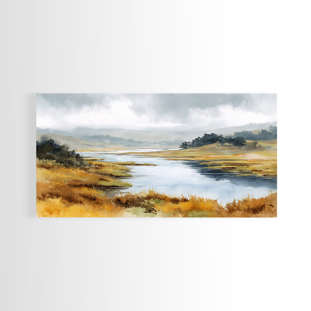 Calming Lake Reflection Framed Canvas Print, Above Bed Art, Digital Prints, Bedroom Decor, Fine Art, Serenity, Printable Art, ABA-2x1-7