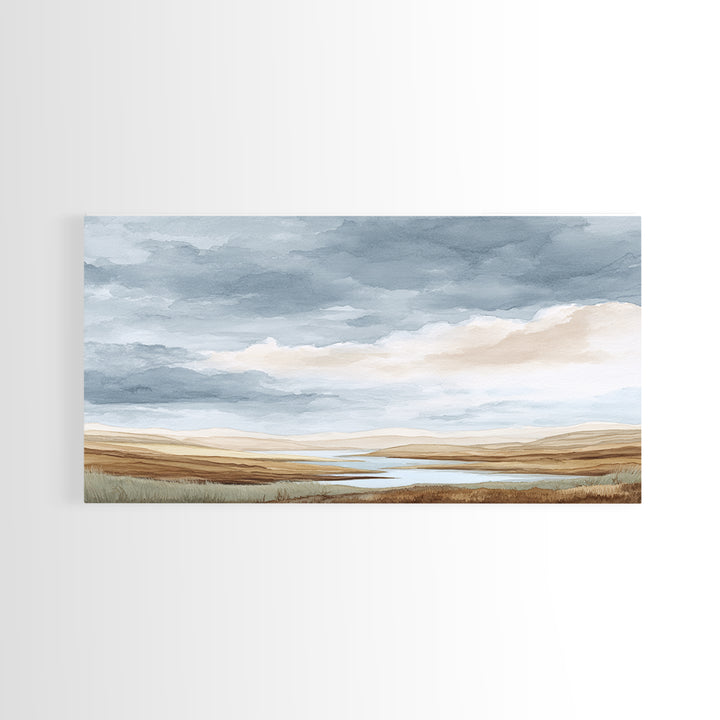 Tranquil Cloudscape with Blush Undertones Canvas Print, Above Bed Art, Dorm Decor, Bedroom Decor, Fine Art, Serenity, ABA-2x1-73