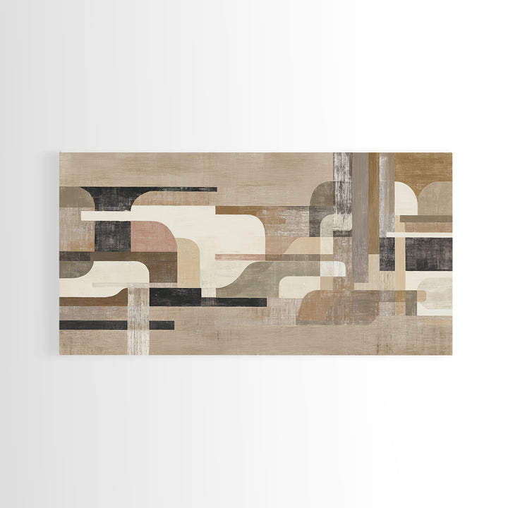 Warm Taupe Abstract Waves Framed Canvas Print, Above Bed Art, Contemporary Art, Bedroom Decor, Serenity, Textured Wall Art, ABA-2x1-83