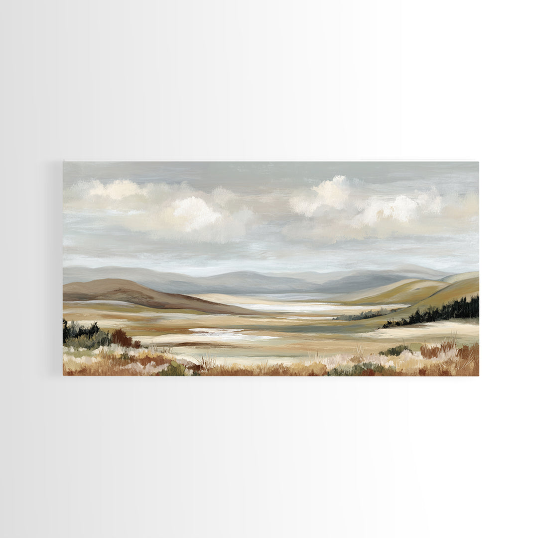 Soft Romantic Landscape Framed Canvas Print, Above Bed Art, Canvas Wall Art, Bedroom Decor, Fine Art, Serenity, Boho Wall Decor, ABA-2x1-85