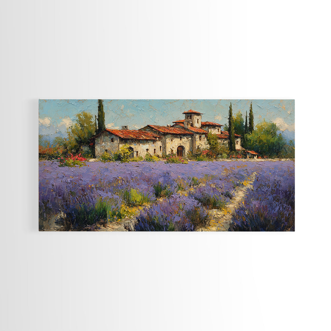 Oversized Lavender Field Framed Canvas Print, Above Bed Art, Sage Green Wall Art, Bedroom Decor, Serenity, Modern Decor, ABA-2x1-87