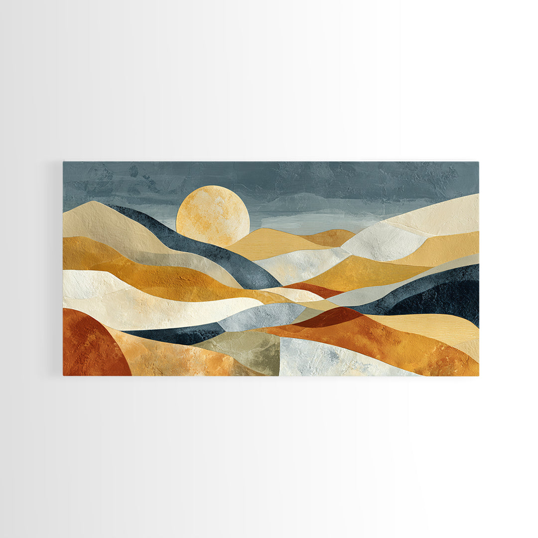 Abstract Sunrise Geometry Framed Canvas Print, Above Bed Art, Bedroom Decor, Abstract Art, Serenity, Living Room Wall Art, ABA-2x1-88