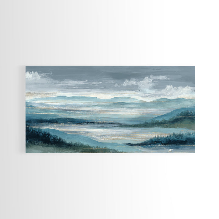 Soft Alpine Horizon Framed Canvas Print, Above Bed Art, Apartment Decor, Bedroom Decor, Fine Art, Serenity, Photography Prints, ABA-2x1-92