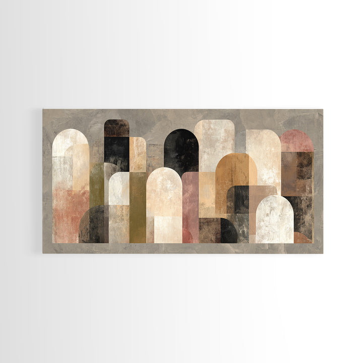 Neutral Abstract Arches Framed Canvas Print, Above Bed Art, Japanese Wall Art, Bedroom Decor, Fine Art, Serenity, Neutral Decor, ABA-2x1-96
