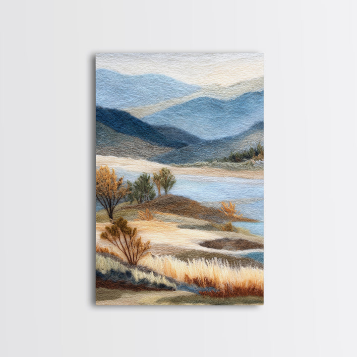 Soft Romantic Landscape Framed Canvas Print, Above Bed Art, Wall Art, Bedroom Decor, Oil Painting, Serenity, Digital Print, ABA-2x3-1