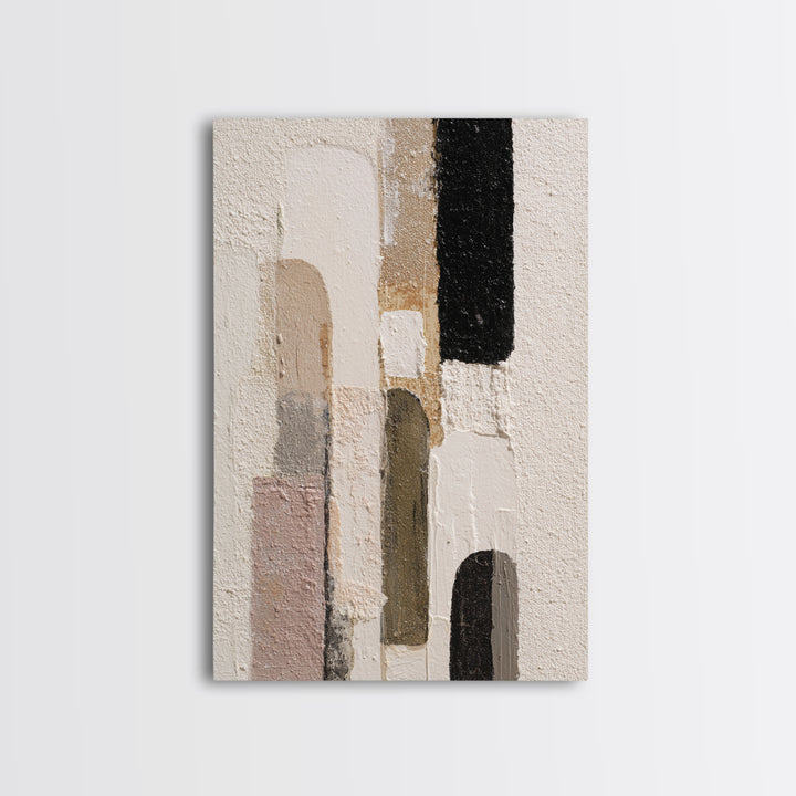 Neutral Abstract Arches Framed Canvas Print, Above Bed Art, Minimalist Decor, Bedroom Decor, Serenity, Textured Wall Art, ABA-2x3-12