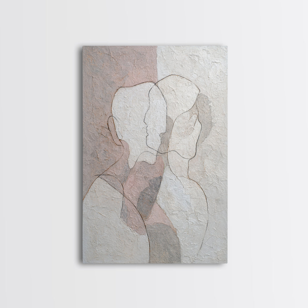 Minimal Two Figure Line Drawing Canvas Print, Above Bed Art, Boho Wall Decor, Bedroom Decor, Fine Art, Serenity, Fine Art Print, ABA-2x3-16