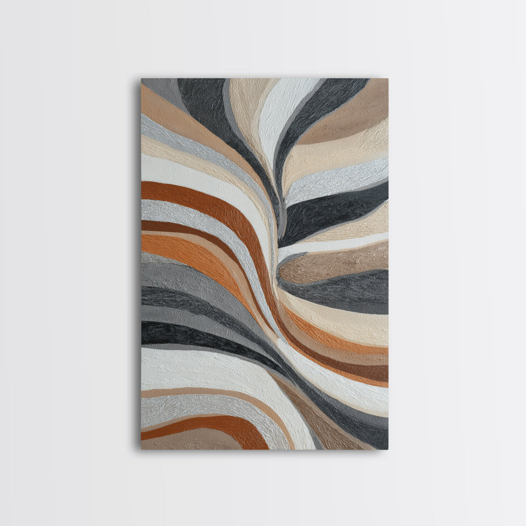 Warm Taupe Abstract Waves Canvas Print, Above Bed Art, Art Print, Bedroom Decor, Abstract Art, Serenity, Dorm Decor, ABA-2x3-23