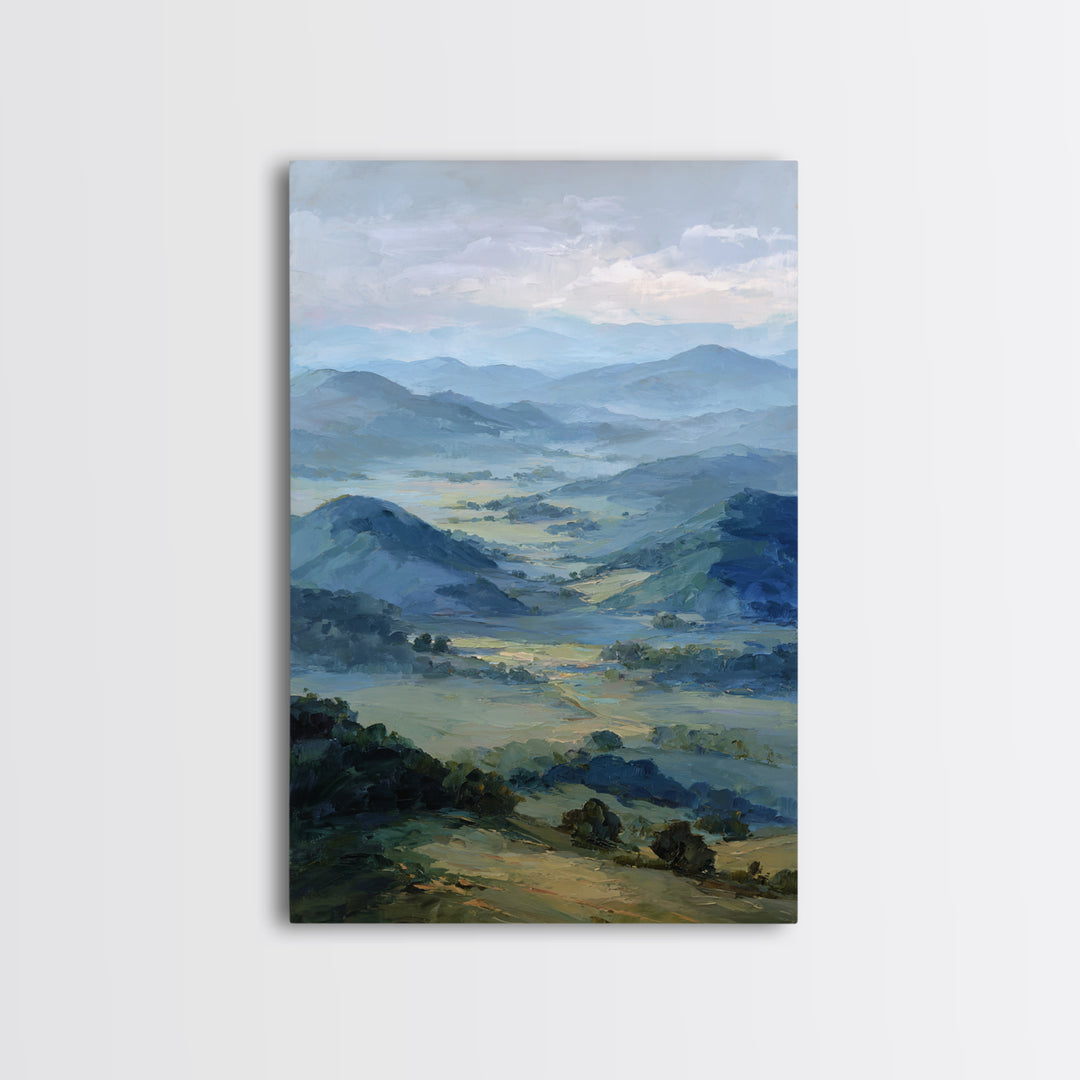 Soft Romantic Landscape Framed Canvas Print, Above Bed Art, Wall Art, Bedroom Decor, Oil Painting, Serenity, Digital Print, ABA-2x3-25