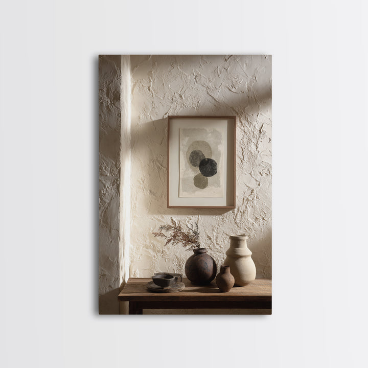 Japandi Ink Shapes Framed Canvas Print, Above Bed Art, Statement Artwork, Bedroom Decor, Fine Art, Serenity, Printable Wall Art, ABA-2x3-26