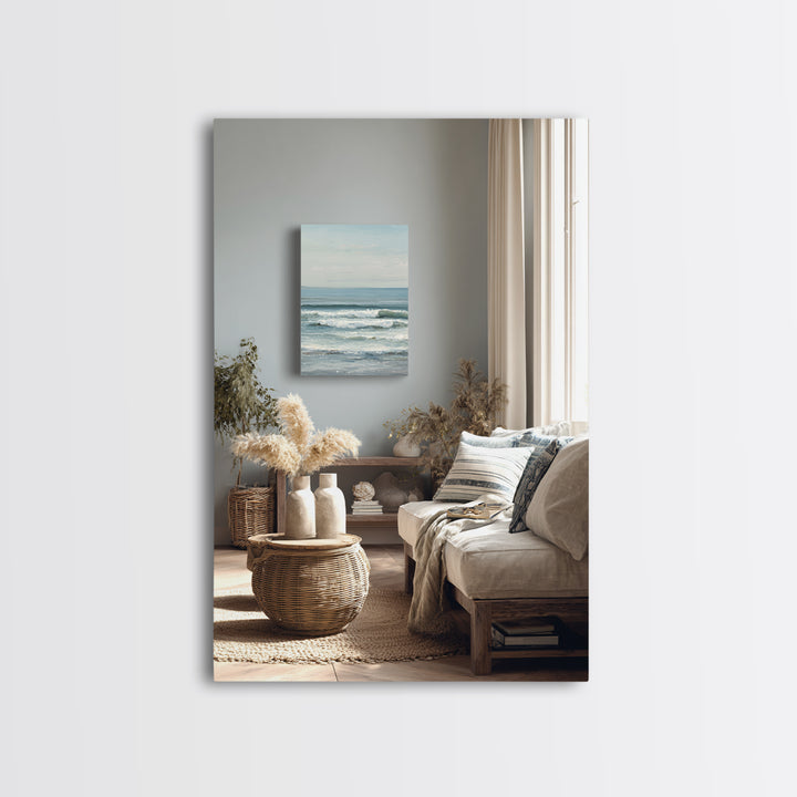 Serene Ocean Tide Seen from Above Canvas Print, Above Bed Art, Wall Decor, Bedroom Decor, Fine Art, Serenity, Apartment Decor, ABA-2x3-29