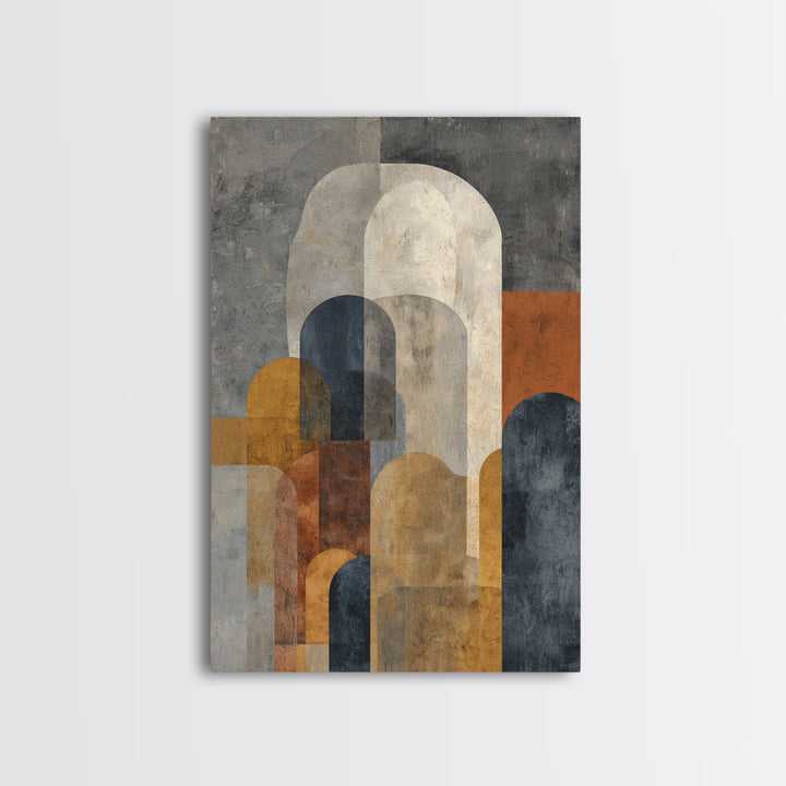 Neutral Abstract Arches Framed Canvas Print, Above Bed Art, Sage Green Wall Art, Bedroom Decor, Abstract Art, Serenity, ABA-2x3-36