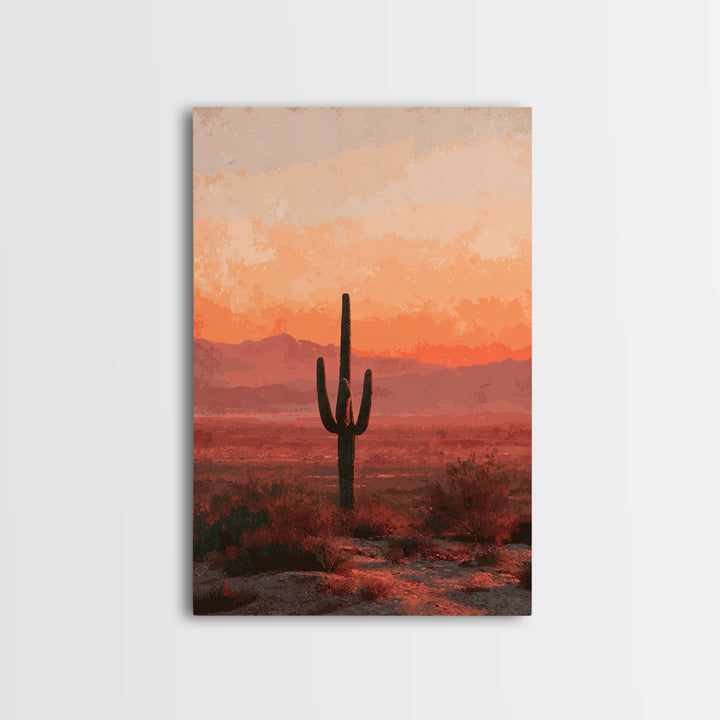 Dreamy Desert Sunset Canvas Print, Above Bed Art, Minimalist Decor, Bedroom Decor, Fine Art, Serenity, Textured Wall Art, ABA-2x3-39