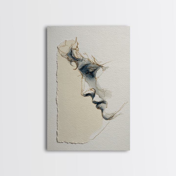 Minimal Two Figure Line Drawing Canvas Print, Above Bed Art, Modern Decor, Bedroom Decor, Fine Art, Serenity, Digital Prints, ABA-2x3-40