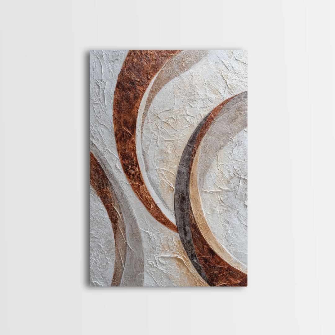 Warm Taupe Abstract Waves Framed Canvas Print, Above Bed Art, Wall Art, Bedroom Decor, Fine Art, Serenity, Digital Print, ABA-2x3-47