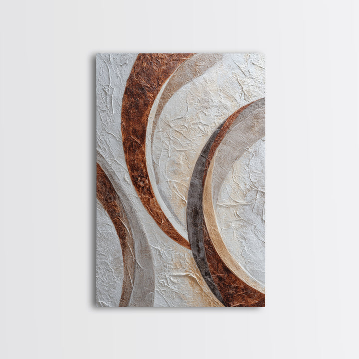 Warm Taupe Abstract Waves Framed Canvas Print, Above Bed Art, Wall Art, Bedroom Decor, Fine Art, Serenity, Digital Print, ABA-2x3-47