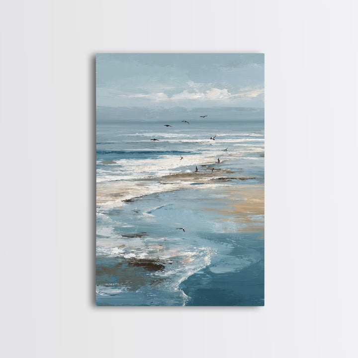 Serene Ocean Tide Seen from Above Canvas Print, Above Bed Art, Wall Decor, Bedroom Decor, Fine Art, Serenity, Apartment Decor, ABA-2x3-5