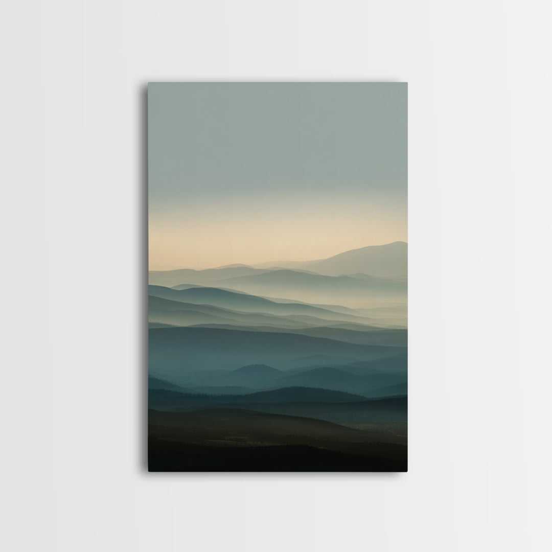 Soft Alpine Horizon Framed Canvas Print, Above Bed Art, Gallery Decor, Bedroom Decor, Fine Art, Serenity, Wall Art, Wall Decor, ABA-2x3-56