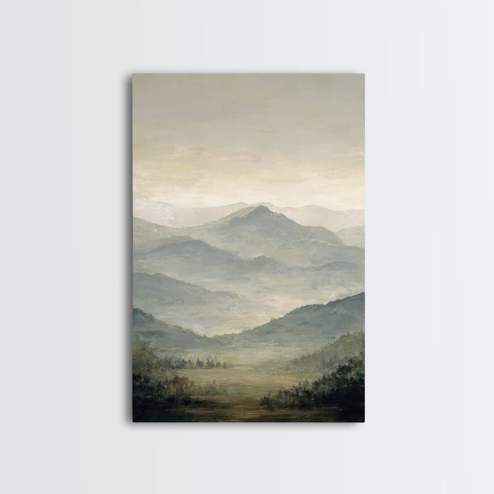 Panoramic Misty Mountain Landscape Canvas Print, Above Bed Art, Apartment Decor, Bedroom Decor, Serenity, Photography Prints, ABA-2x3-57