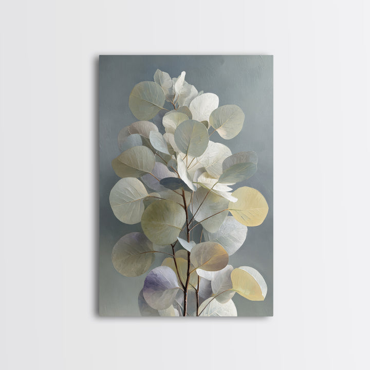 Soft Eucalyptus Branches Arranged Symmetrically Canvas Print, Above Bed Art, Mid Century Modern, Bedroom Decor, Serenity, ABA-2x3-62