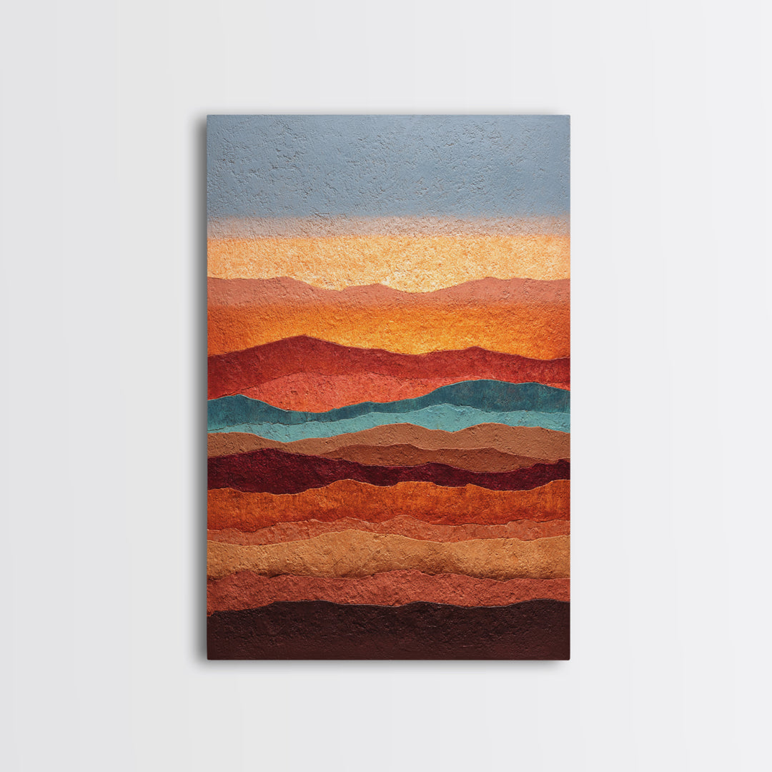 Dreamy Desert Sunset Framed Canvas Print, Above Bed Art, Printable Wall Art, Bedroom Decor, Watercolor Art, Serenity, ABA-2x3-63